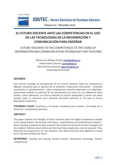 El futuro docente ante las - Comunidad Virtual TecnologÃ­a Educativa