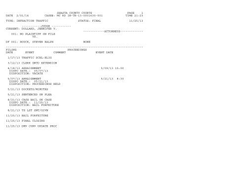 shasta county courts page 1 date 5/11/13 case#: mc rd cr-f -12 ...