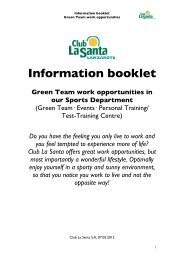 Green Team Information Booklet - Club La Santa Reisen GmbH