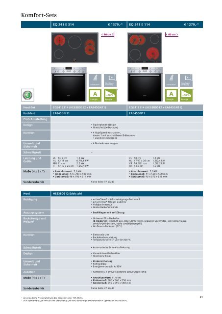 Komfort-Sets - Siemens Hausgeräte