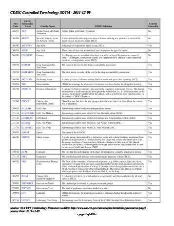 CDISC Controlled Terminology SDTM - 2011-12-09 CDISC ... - EVS