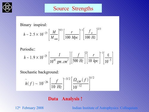 Sanjeev Dhurandhar Colloqm - Indian Institute of Astrophysics