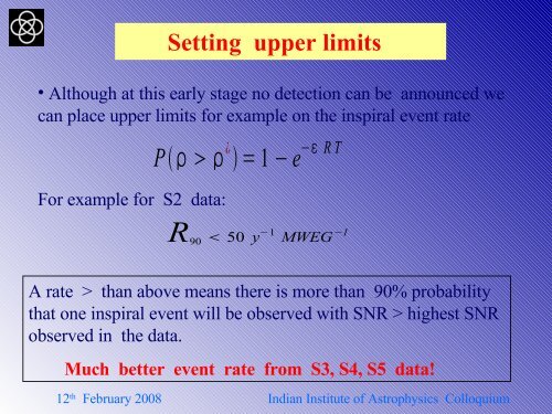 Sanjeev Dhurandhar Colloqm - Indian Institute of Astrophysics