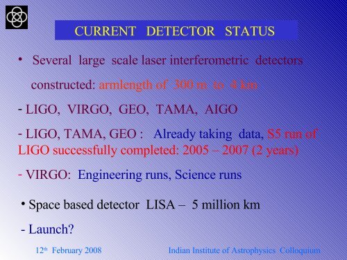 Sanjeev Dhurandhar Colloqm - Indian Institute of Astrophysics