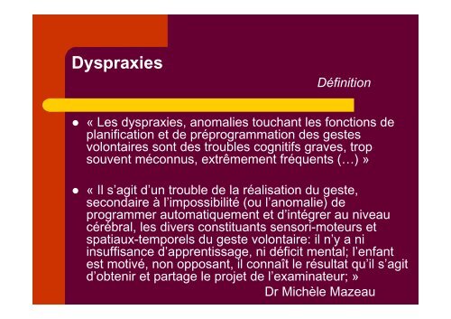 DYSPRAXIES - Sylvie Castaing - Chez