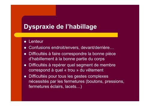 DYSPRAXIES - Sylvie Castaing - Chez