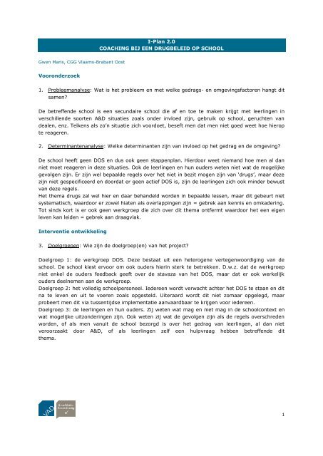 Coaching bij een drugbeleid op school - Vad.be