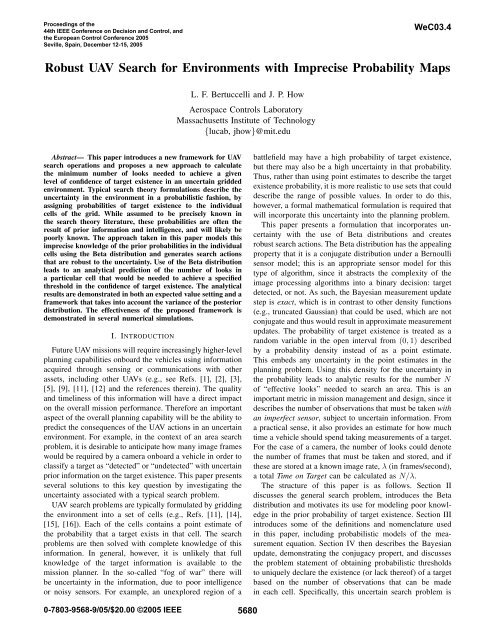 Robust UAV Search for Environments with Imprecise Probability Maps