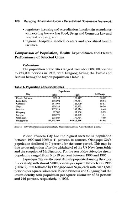 Metropolitan Arrangements - Philippine Institute for Development ...