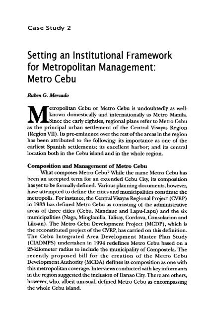 Metropolitan Arrangements - Philippine Institute for Development ...