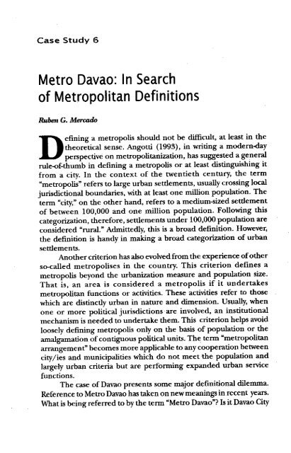 Metropolitan Arrangements - Philippine Institute for Development ...