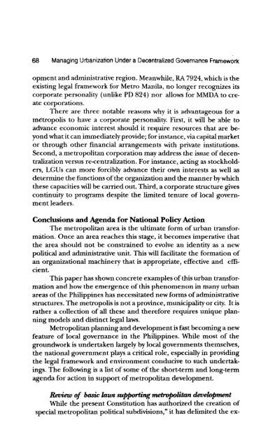 Metropolitan Arrangements - Philippine Institute for Development ...