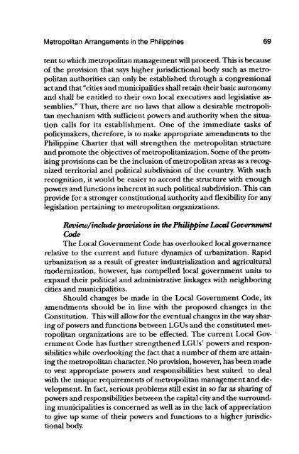 Metropolitan Arrangements - Philippine Institute for Development ...