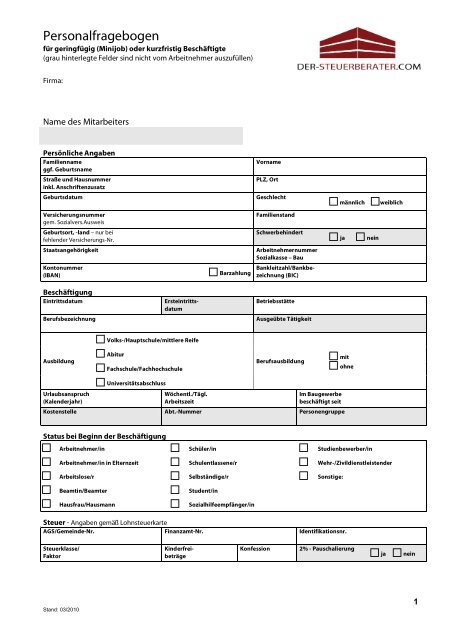 Personalfragebogen