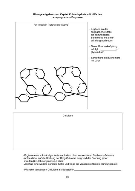 Ãbungsaufgaben Kohlenhydrate - Biologie Lernprogramme