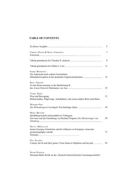 Ausgabe 3 (2008) Inhaltsverzeichnis