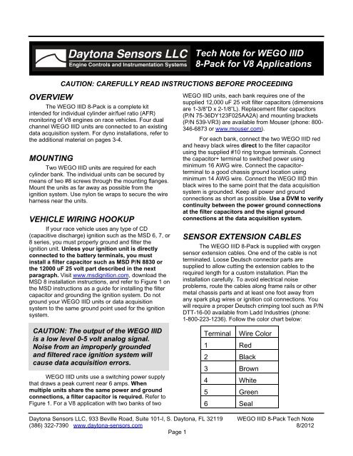 WEGO IIID 8-Pack Tech Note - Daytona Sensors LLC