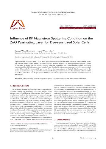 Influence of RF Magnetron Sputtering Condition on the ZnO ...