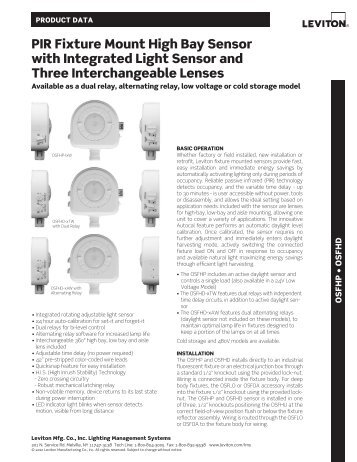 PIR Fixture Mount High Bay Sensor with Integrated Light ... - Leviton