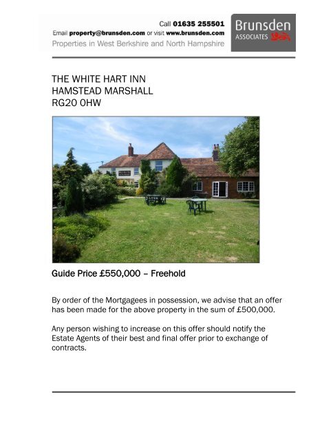 the white hart inn hamstead marshall rg20 0hw - Brunsden Associates