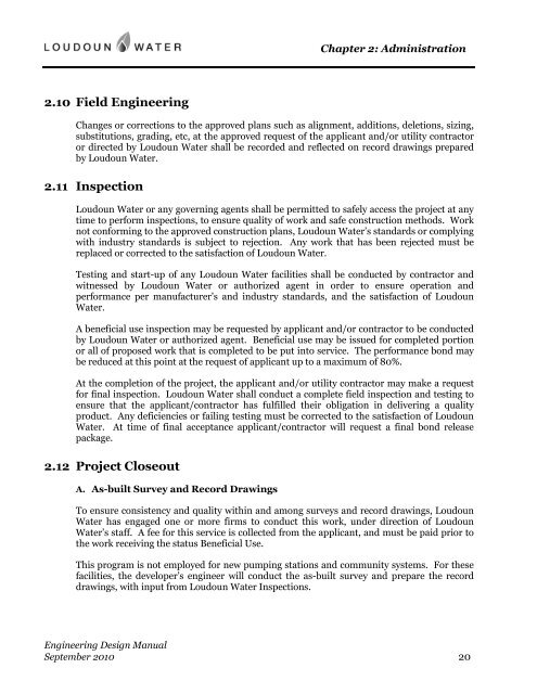 Engineering Design Manual - Loudoun Water