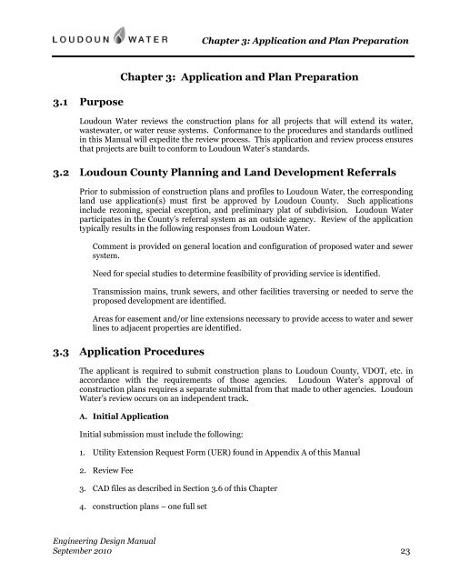 Engineering Design Manual - Loudoun Water