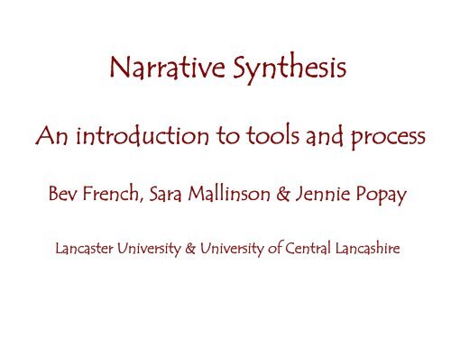 What is narrative synthesis - The Campbell Collaboration