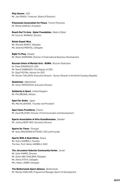 List of Participants_MAJ281211pdf - Peace and Sport