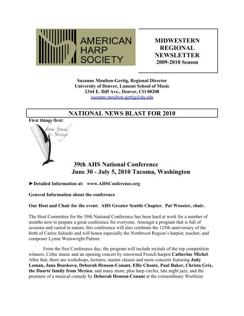 midwestern regional newsletter - American Harp Society