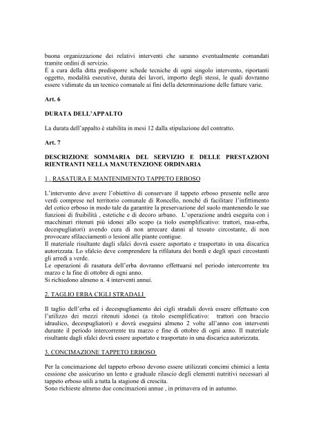 09.05.2013 - Roncello capitolato gara verde.pdf - Comune di Roncello