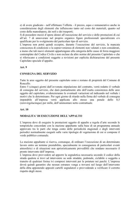 09.05.2013 - Roncello capitolato gara verde.pdf - Comune di Roncello