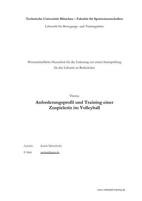 Anforderungsprofil und Training einer Zuspielerin im Volleyball