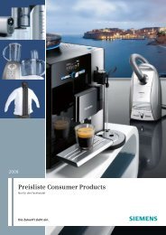 Preisliste Consumer Products - Siemens Home Appliances
