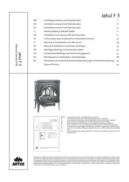 Manual de instalaÃ§Ã£o - JÃ¸tul stoves and fireplaces