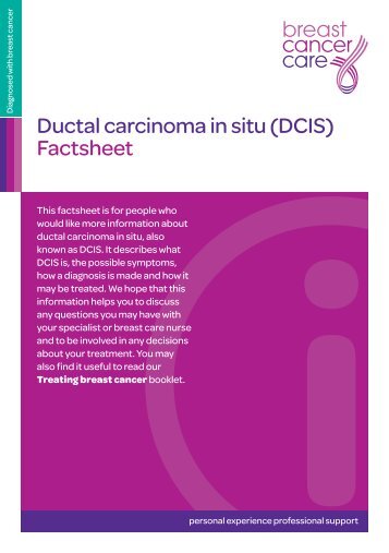 Ductal carcinoma in situ (DCIS) Factsheet - Breast Cancer Care