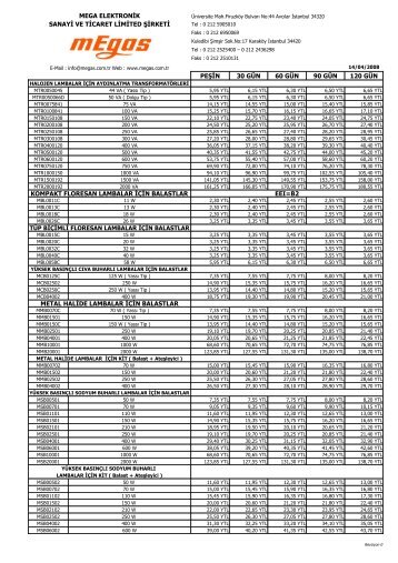 mega elektronik sanayi ve ticaret limited Åirketi peÅin 30 gÃ¼n 60 gÃ¼n ...