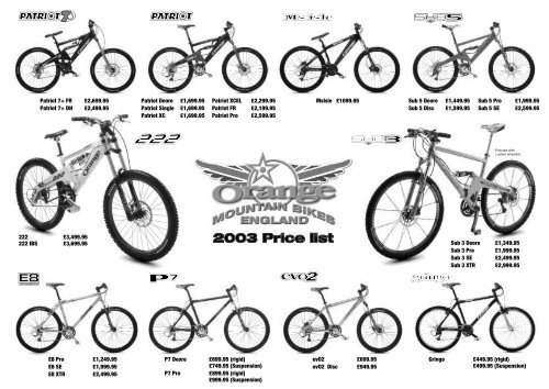 2003 Price list - Orange Mountain Bikes