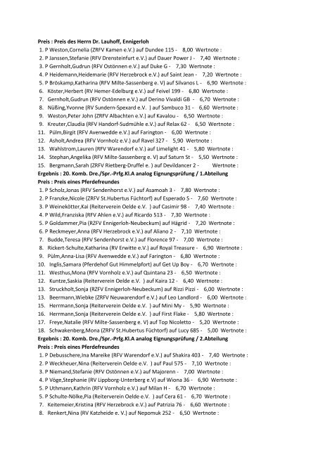 Ergebnisliste Reitturnier RV Vorhelm ... - PDV  Turnier Service