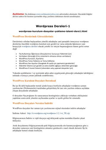Wordpress Dersleri-1