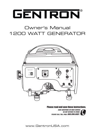 1200 WATT GENERATOR Owner's Manual
