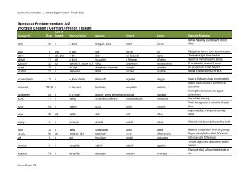 Speakout Pre-intermediate A-Z Wordlist English / German / French ...