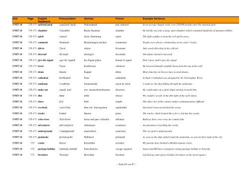 English-German-French Wordlist - FCE Gold Plus