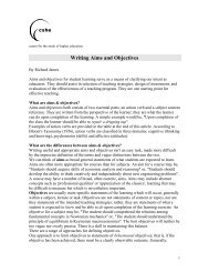 Writing Aims and Objectives - Centre for the Study of Higher Education