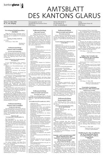Amtsblatt des Kantons Glarus, 13.3.2008 - glarus24.ch
