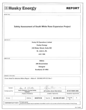 Safety Assessment of South White Rose Expansion Project, October ...