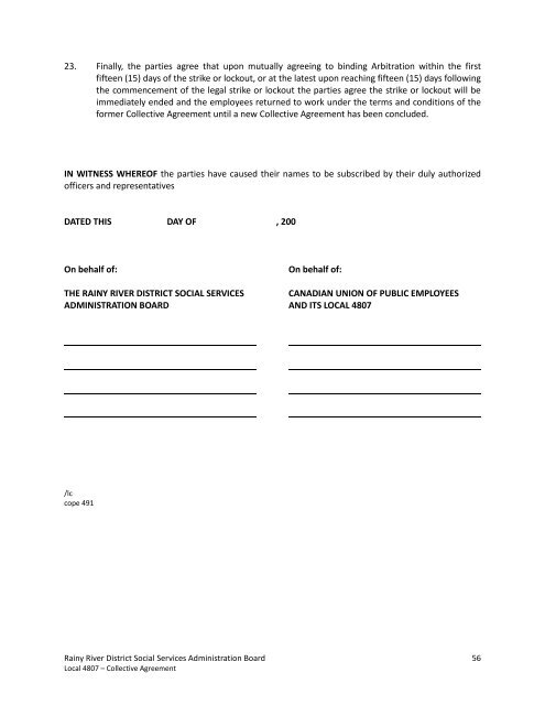 collective agreement - CUPE Local 4807 - Canadian Union of Public ...