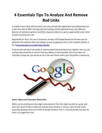 4 Essentials Tips To Analyze And Remove Bad Links