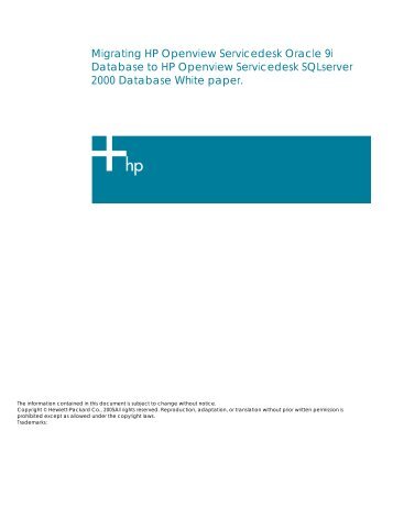 Migrating HP Openview Service Desk Oracle 9i Database to ...