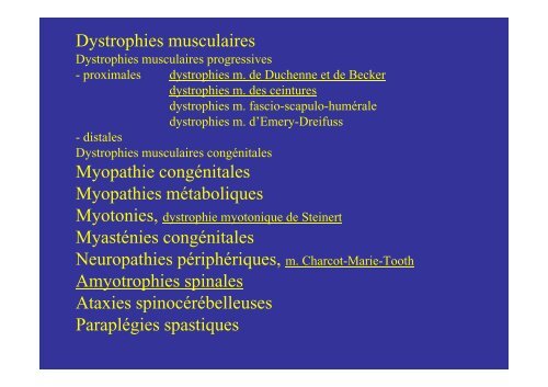 Dystrophies musculaires Myopathie congÃ©nitales Myopathies ...