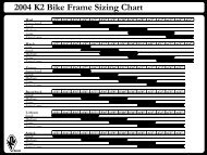 2004 K2 Bike Frame Sizing Chart